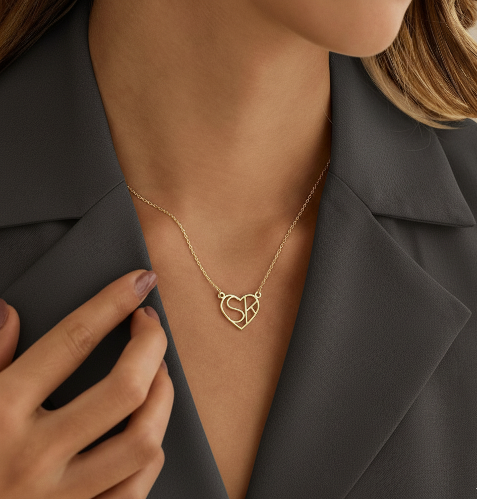 Heart Double Initial Necklace