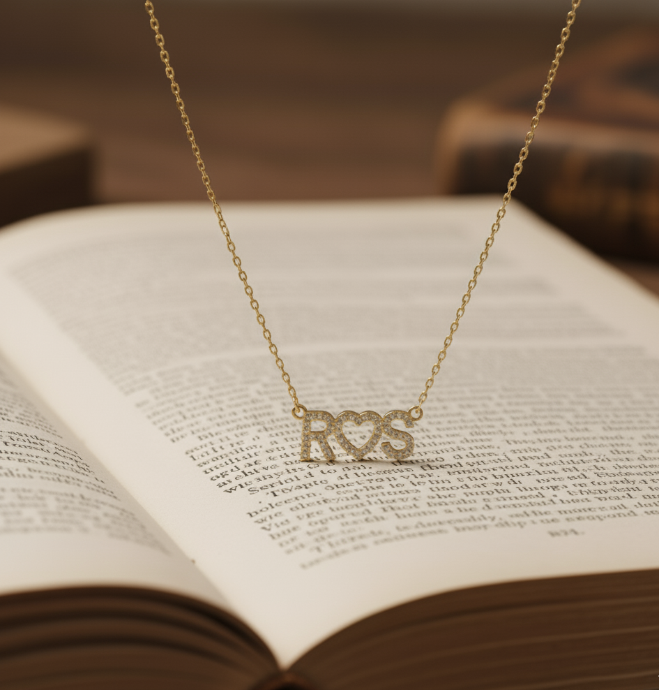 Custom Heart Diamond Link Initial Necklace