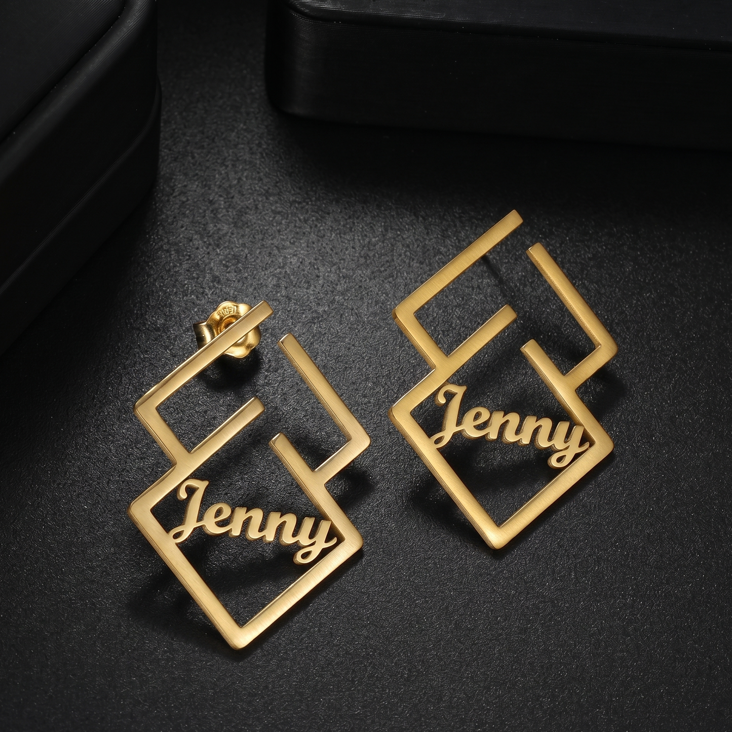 Custom Geometric Name Earrings