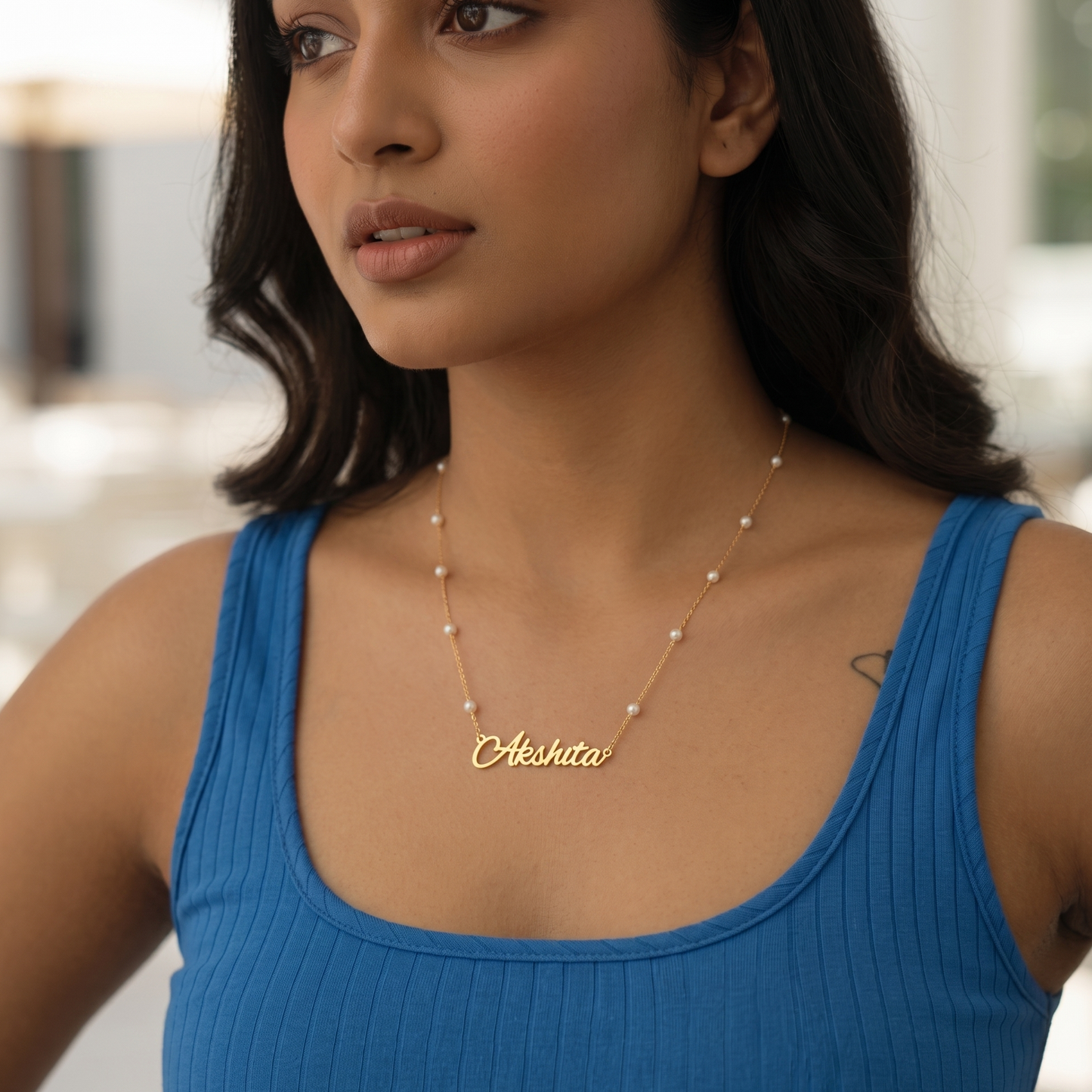 Custom Name Pearl Chain Necklace
