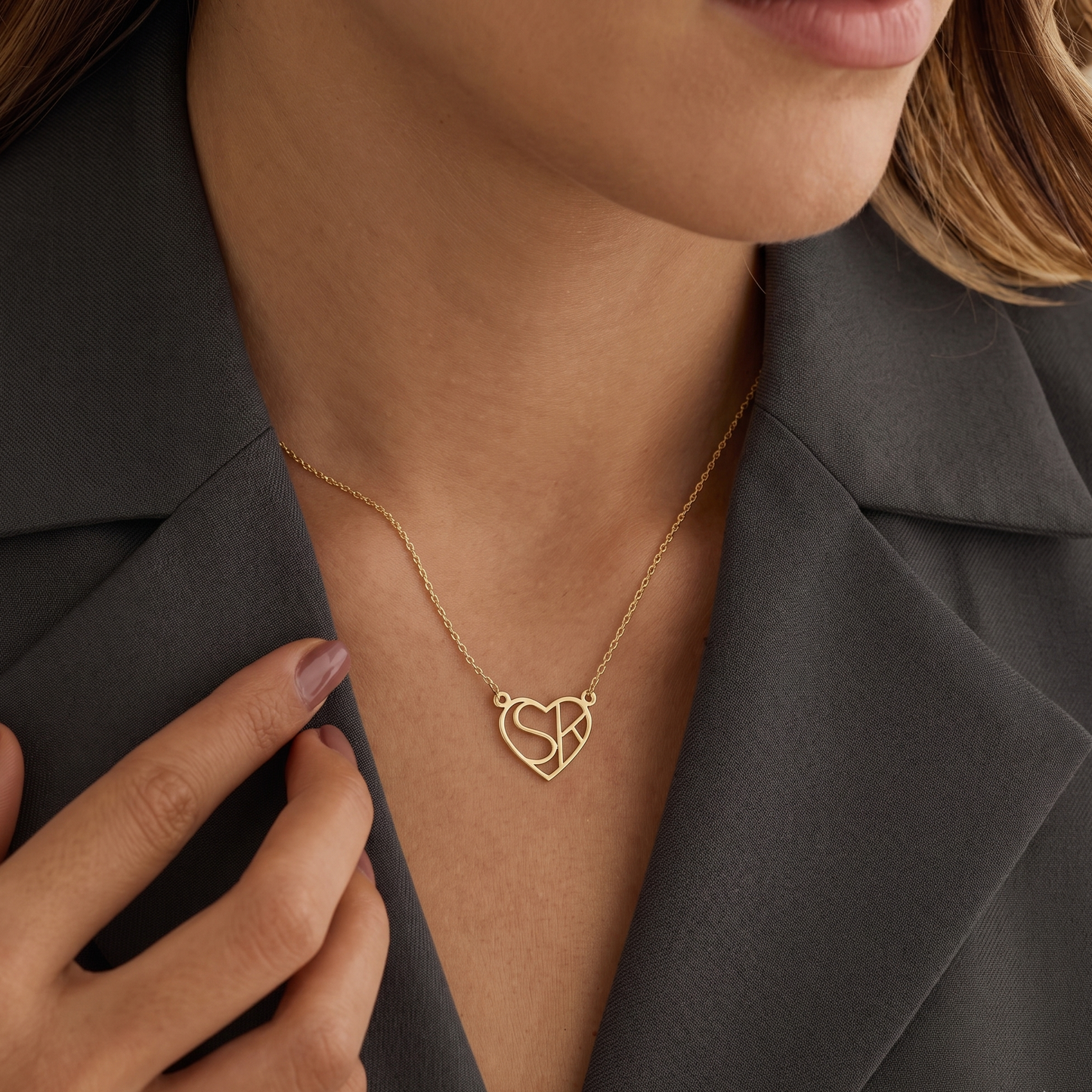 Heart Double Initial Necklace