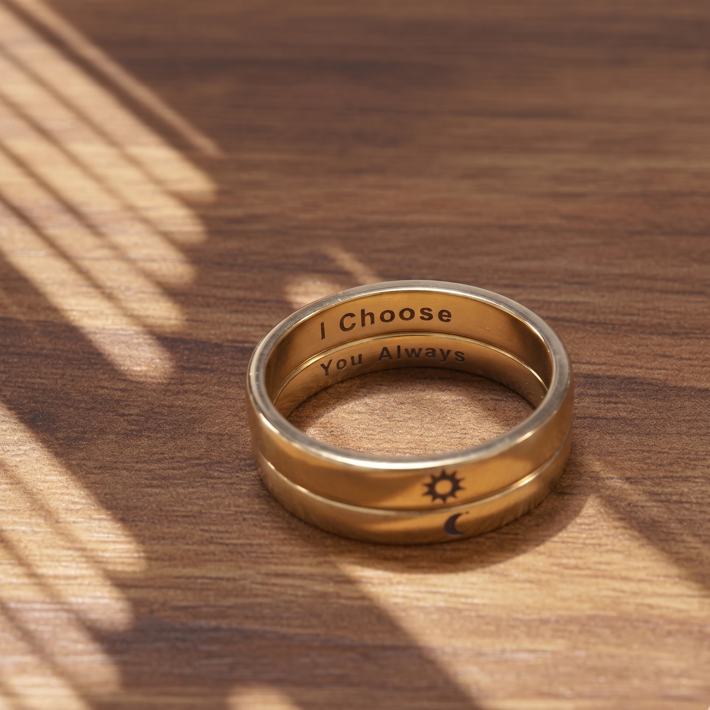 Couple Sun and Moon Promise Rings