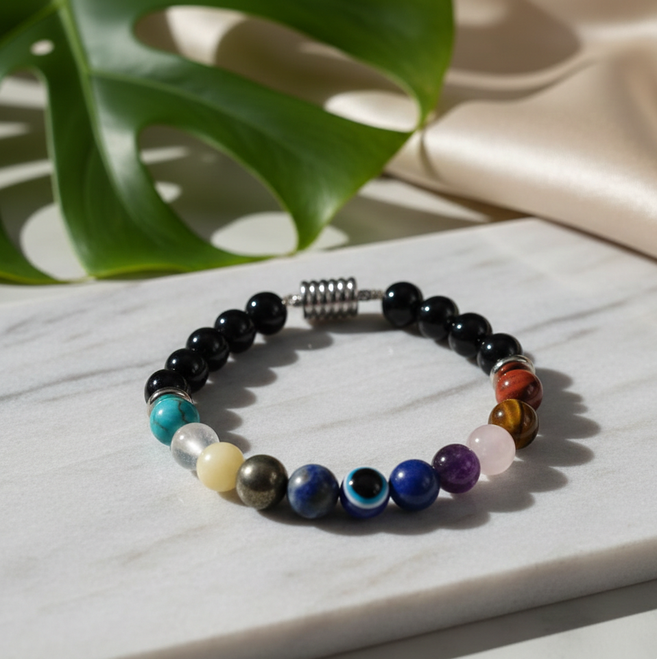 Super 11 Chakra Evil Eye Natural Stone Bracelet