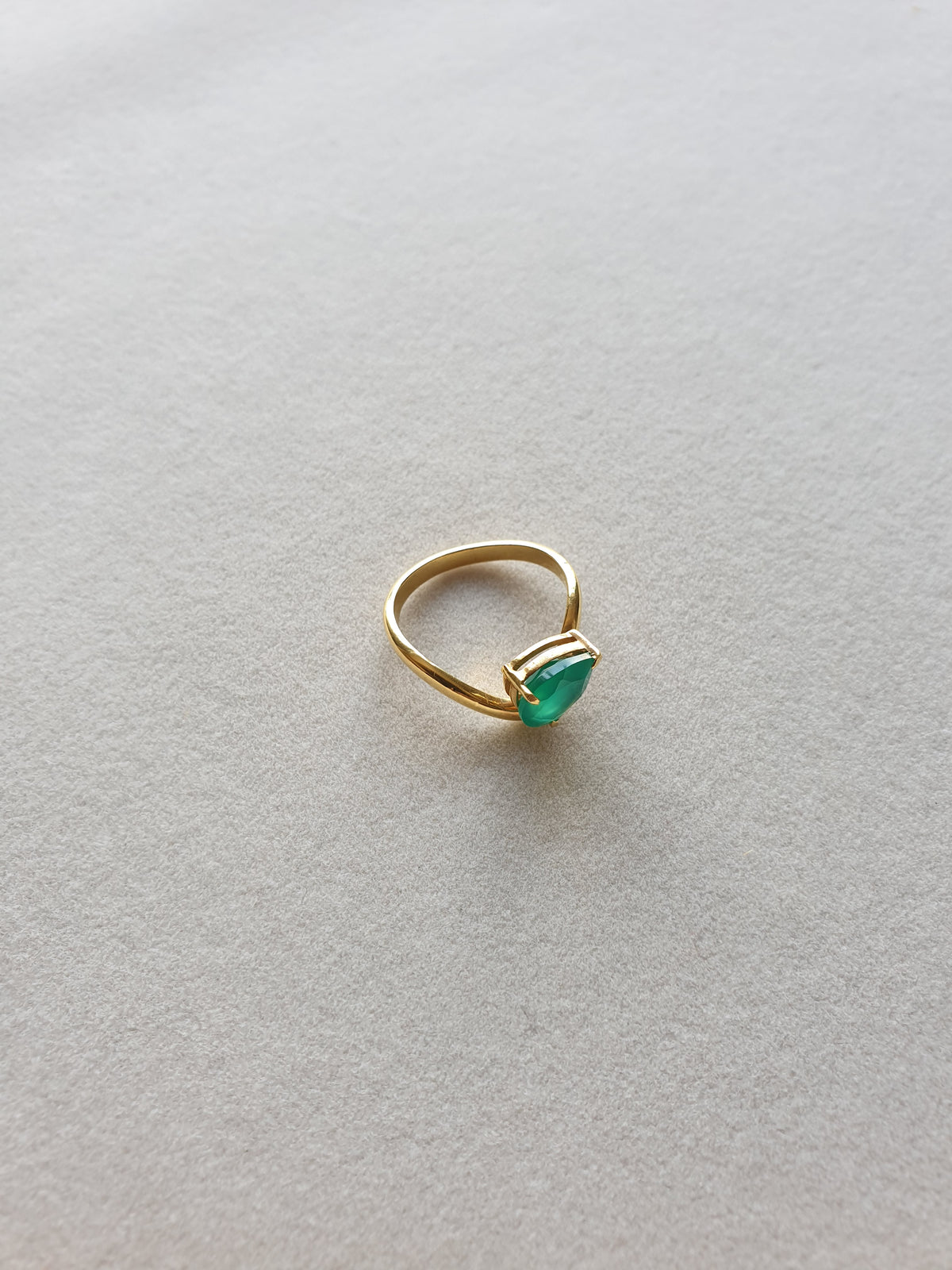 Pear Cut Green Onyx 925 Silver Ring