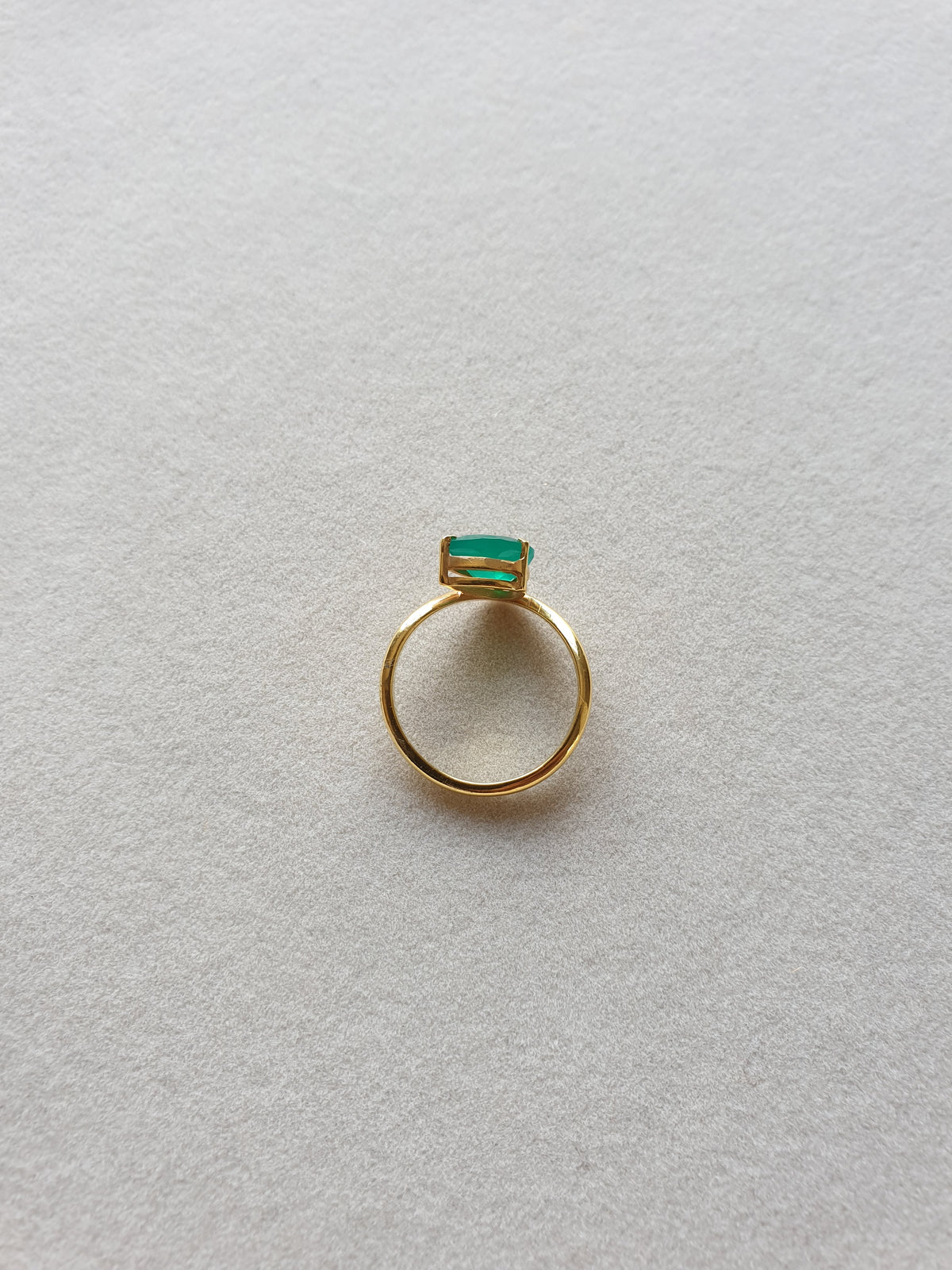 Pear Cut Green Onyx 925 Silver Ring
