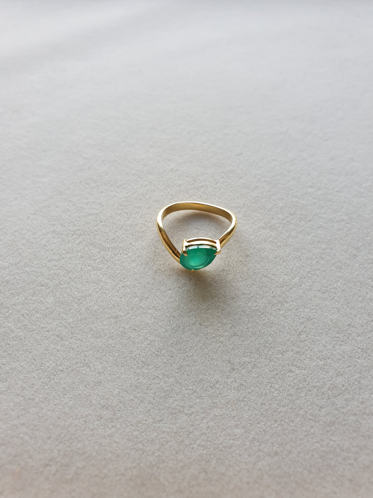 Pear Cut Green Onyx 925 Silver Ring