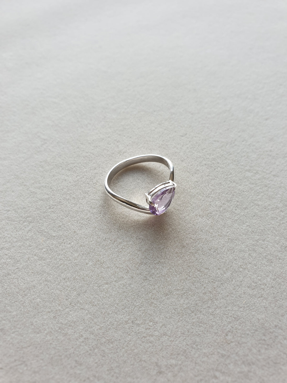 Pear Cut Amethyst 925 Silver Ring