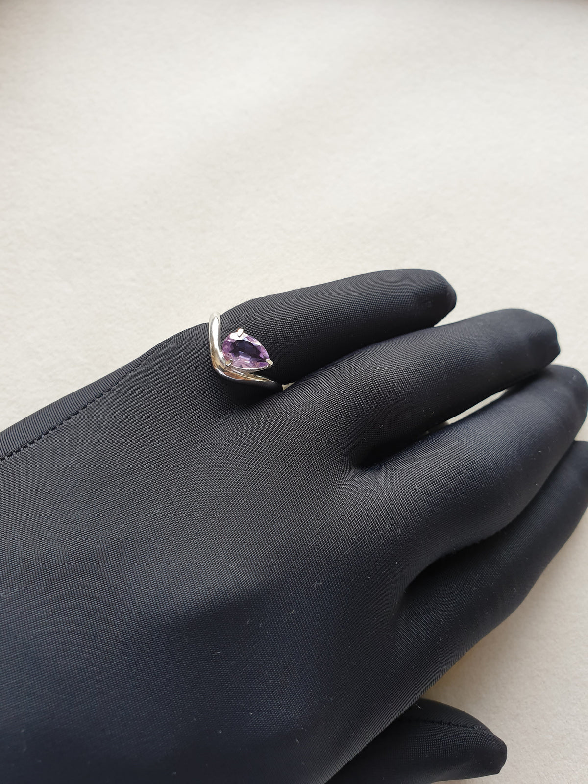 Pear Cut Amethyst 925 Silver Ring