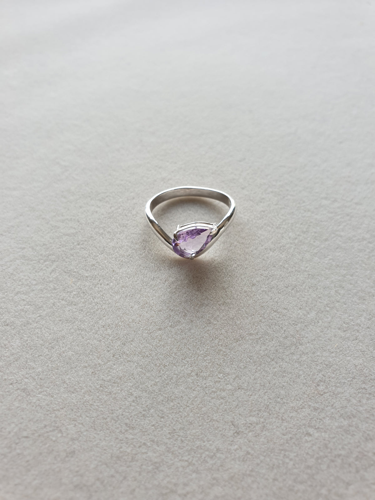 Pear Cut Amethyst 925 Silver Ring