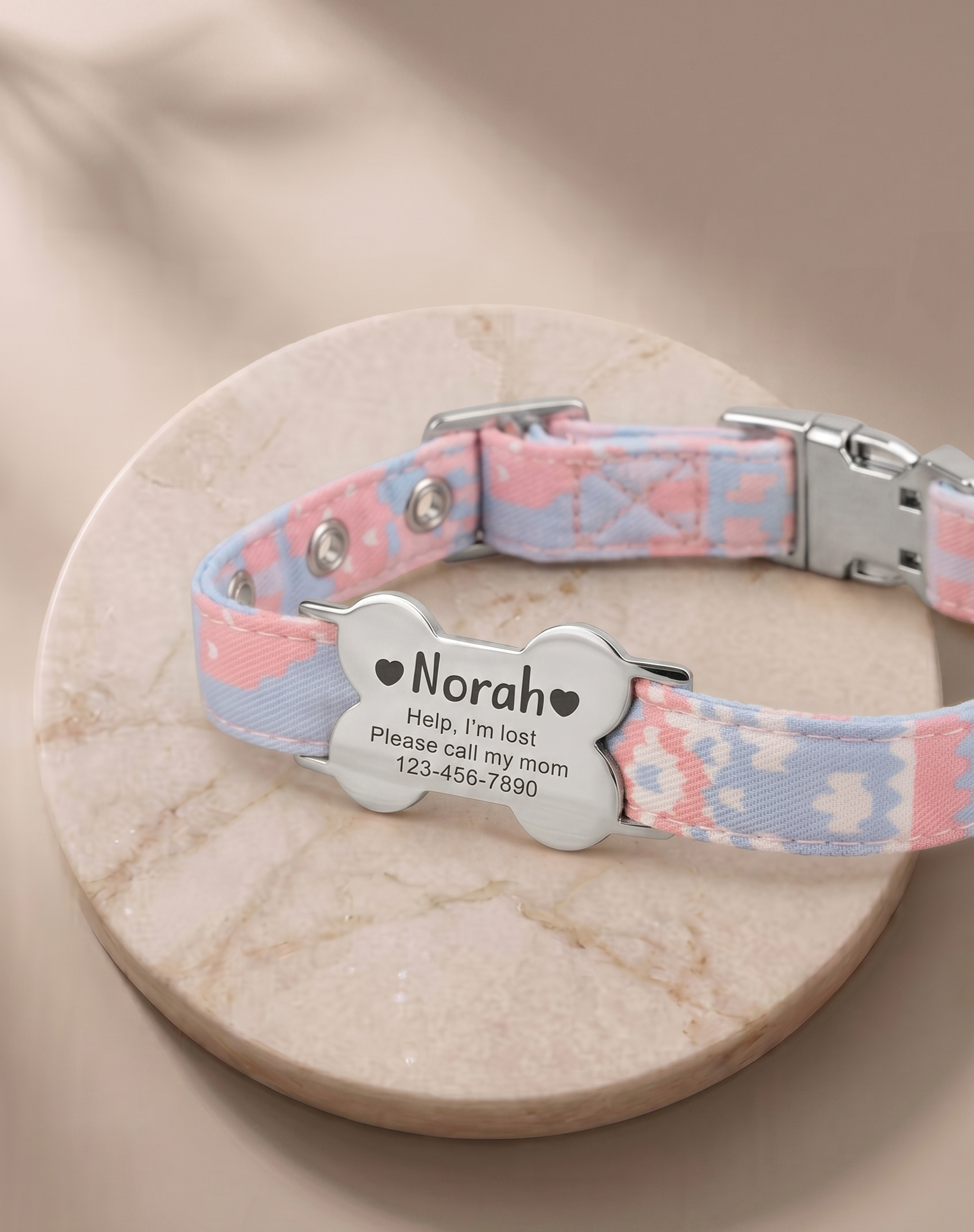 Custom Dog-Pet Id Collar Slide On Silver Bone Tag