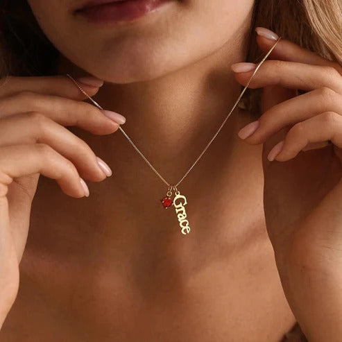 Personalized Name Necklace with Birthstone