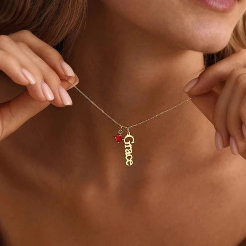 Personalized Name Necklace with Birthstone
