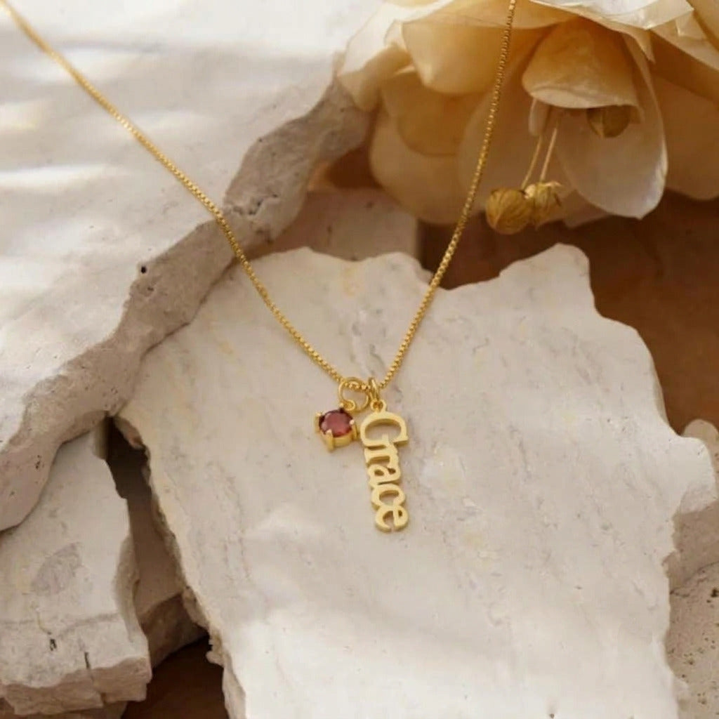 Personalized Name Necklace with Birthstone