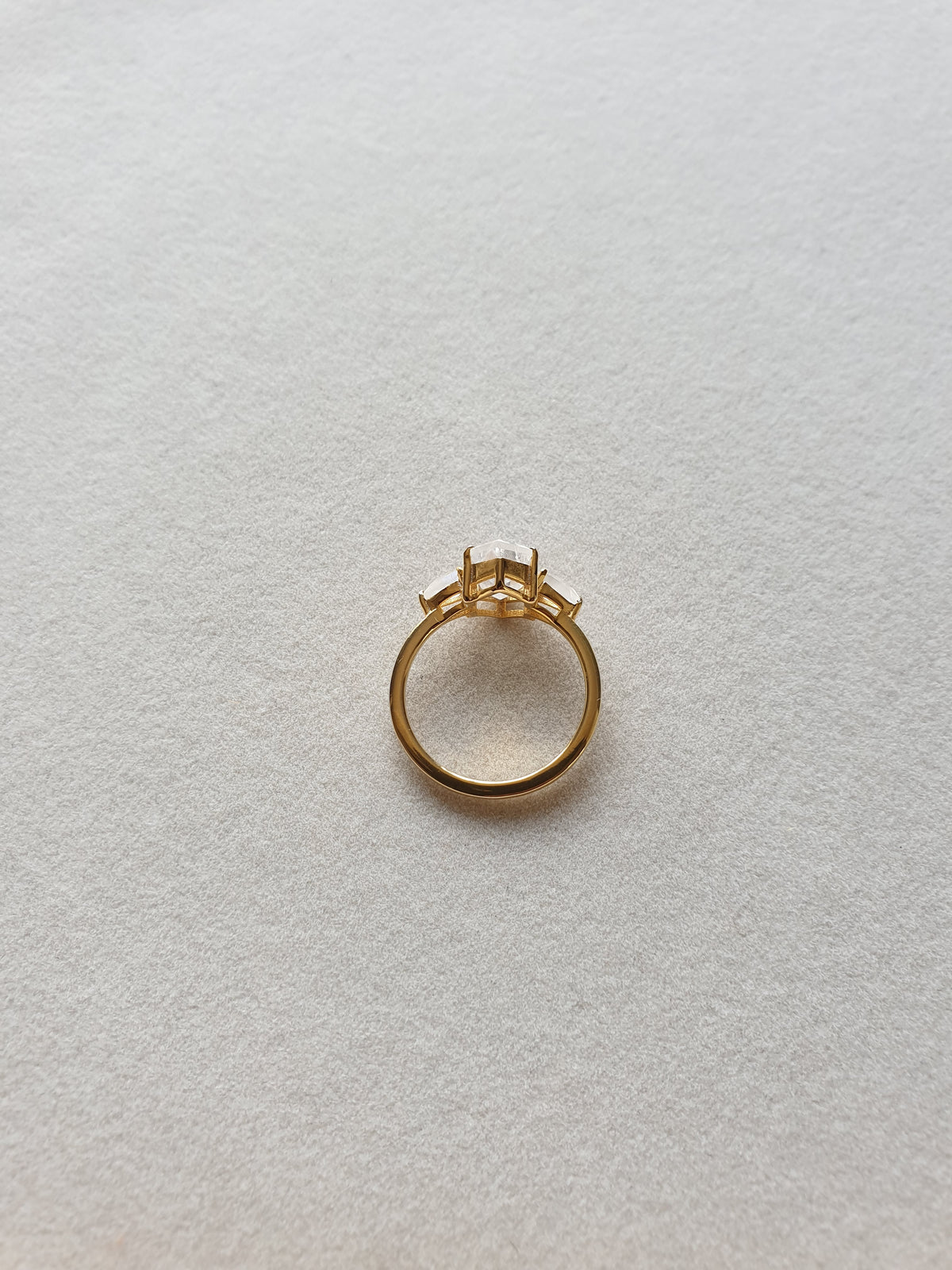 Hexagon Rainbow Moonstone 925 Silver Ring