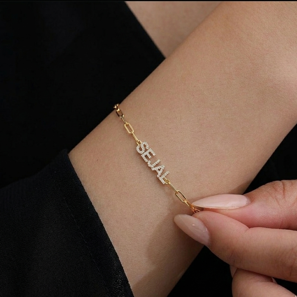 Custom Diamond Like Name Bracelet