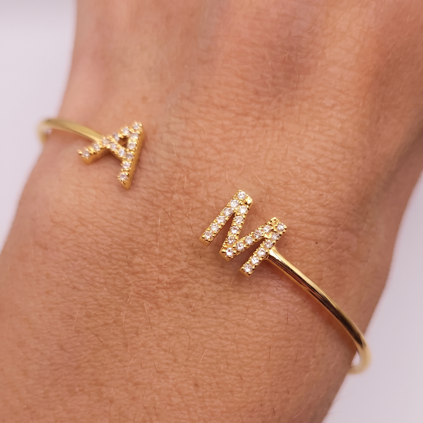 Personalised Initial Diamond Luxe Cuff Bangle