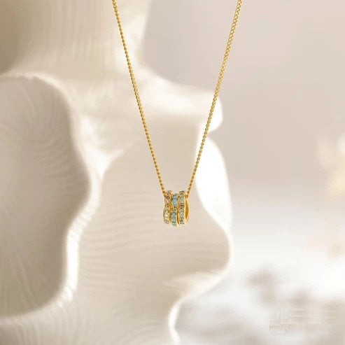 Personalized Family Name Necklace with Birthstones and Heart Charm