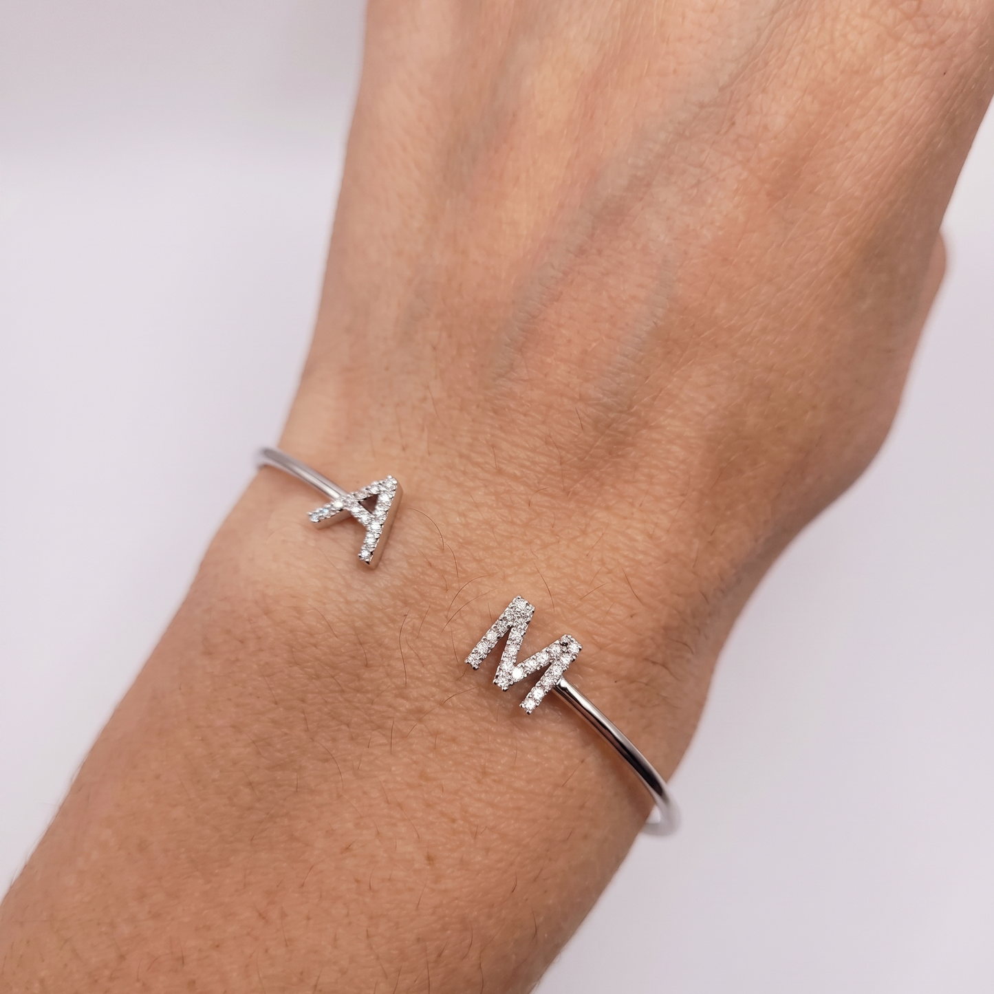 Personalised Initial Diamond Luxe Cuff Bangle
