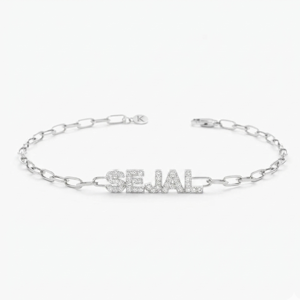 Custom Diamond Like Name Bracelet