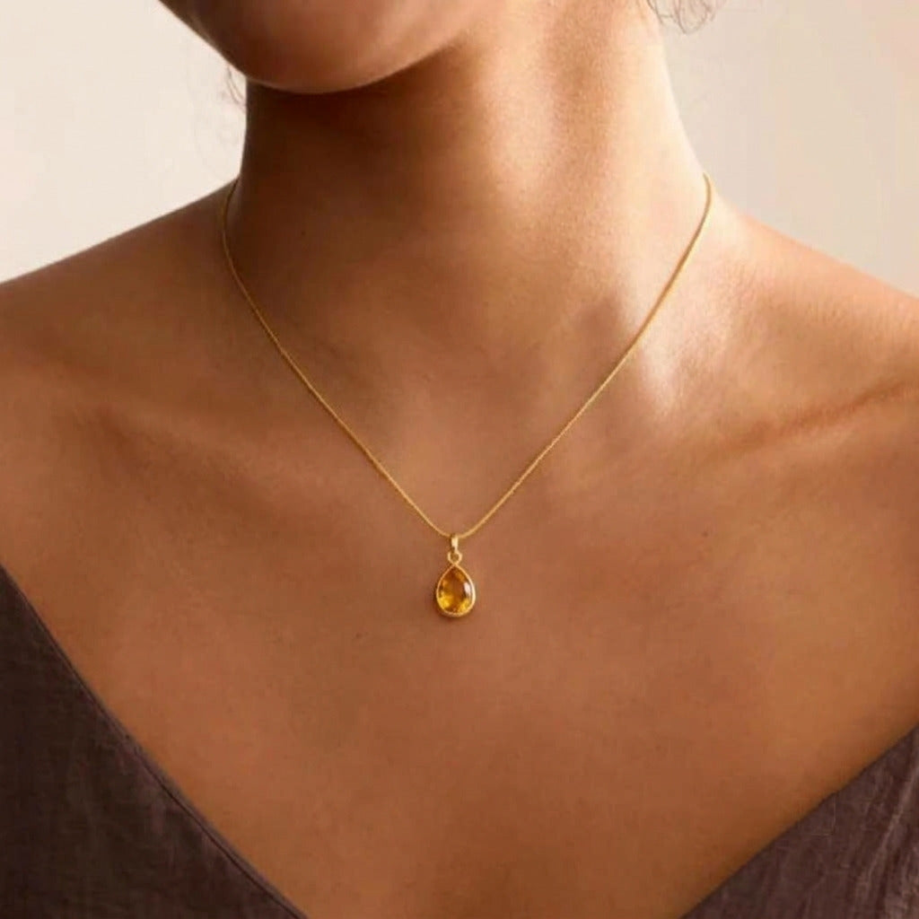 Personalized Birthstone Necklace Teardrop