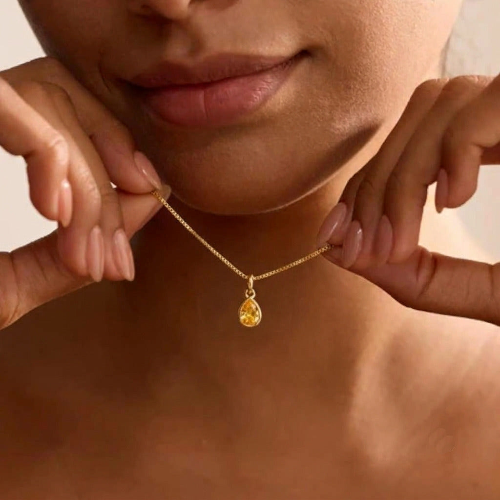 Personalized Birthstone Necklace Teardrop
