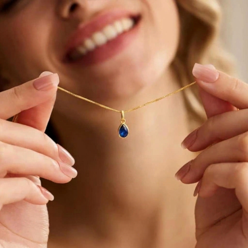 Personalized Birthstone Necklace Teardrop