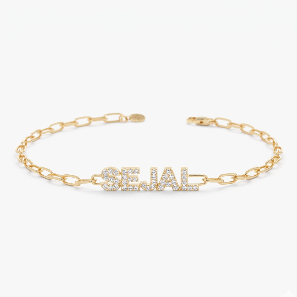 Custom Diamond Like Name Bracelet