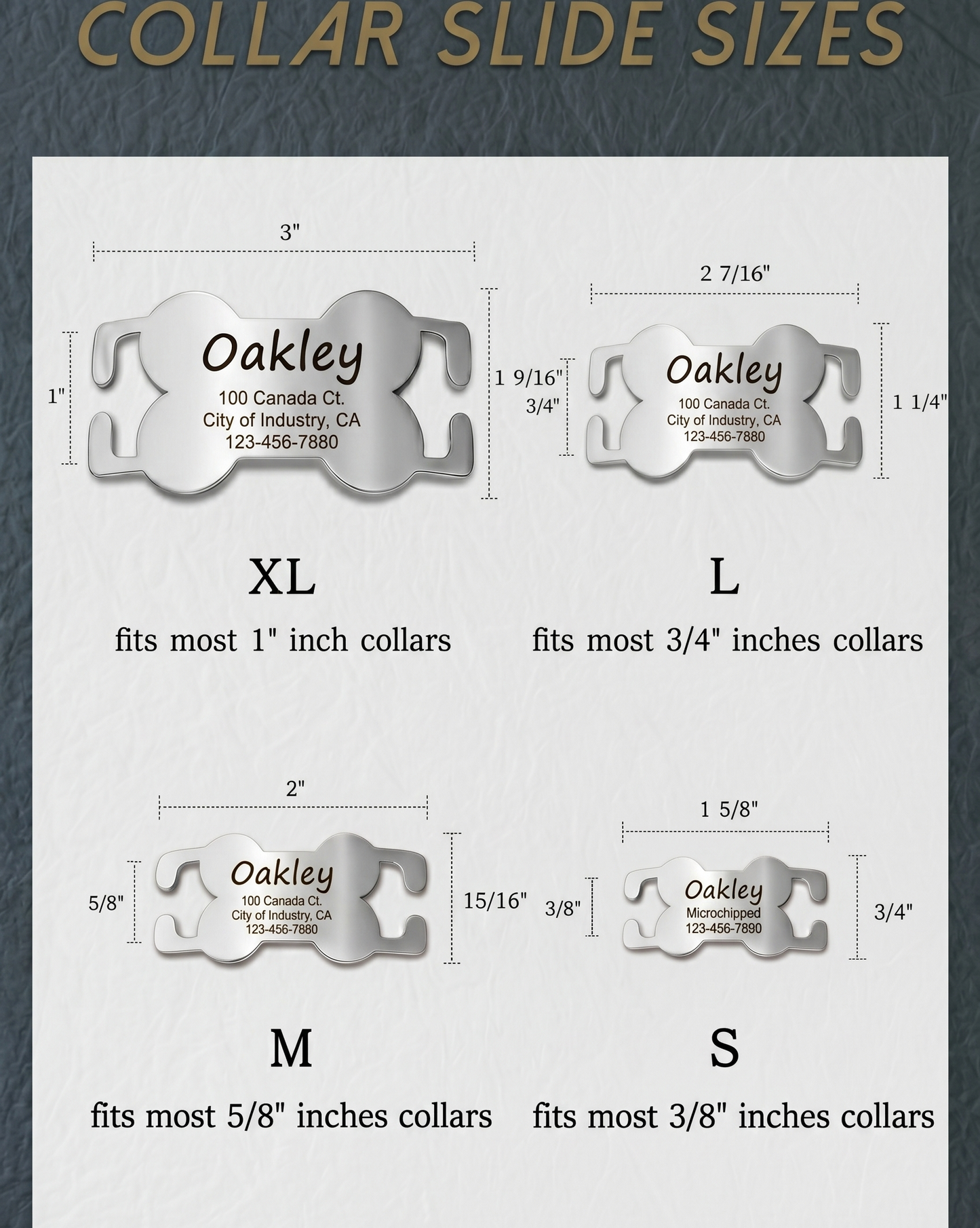 Custom Dog-Pet Id Collar Slide On Silver Bone Tag