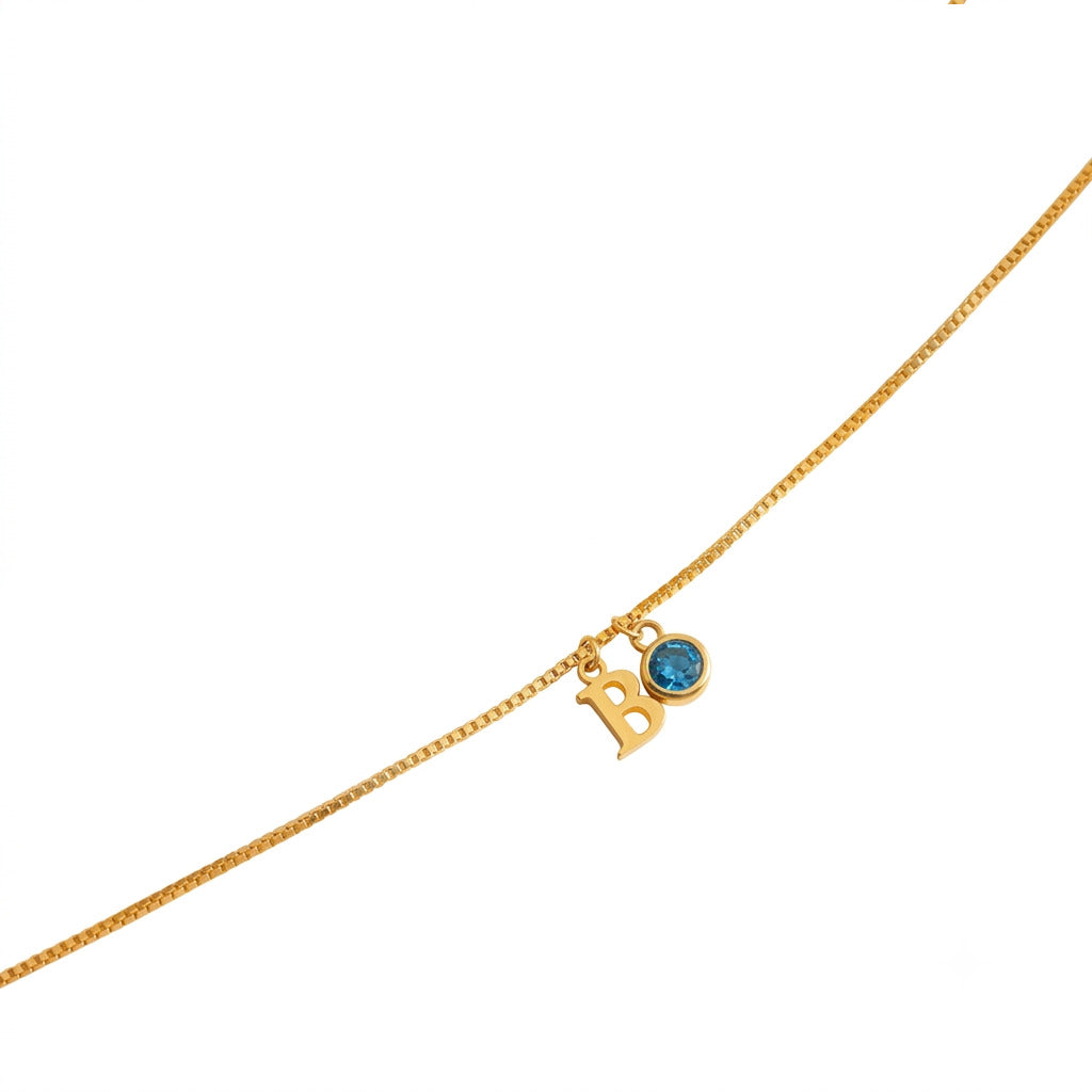 Personalized Birthstone Initial Necklace – Elegant Letter Charm Jewelry