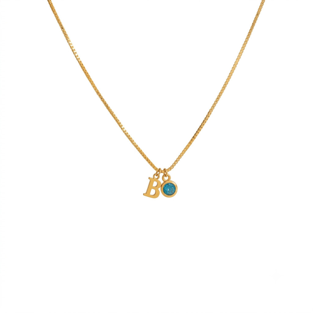 Personalized Birthstone Initial Necklace – Elegant Letter Charm Jewelry