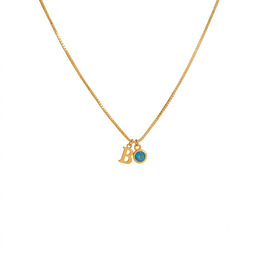 Personalized Birthstone Initial Necklace – Elegant Letter Charm Jewelry