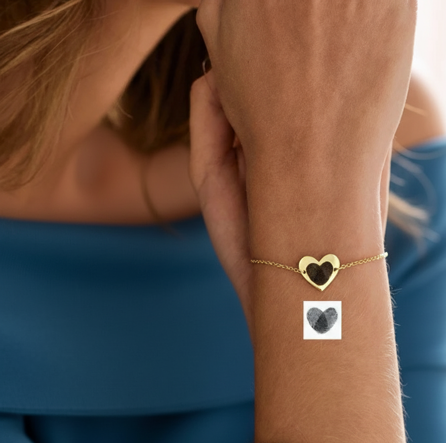 Personalised Fingerprint Memory Heart Bracelet
