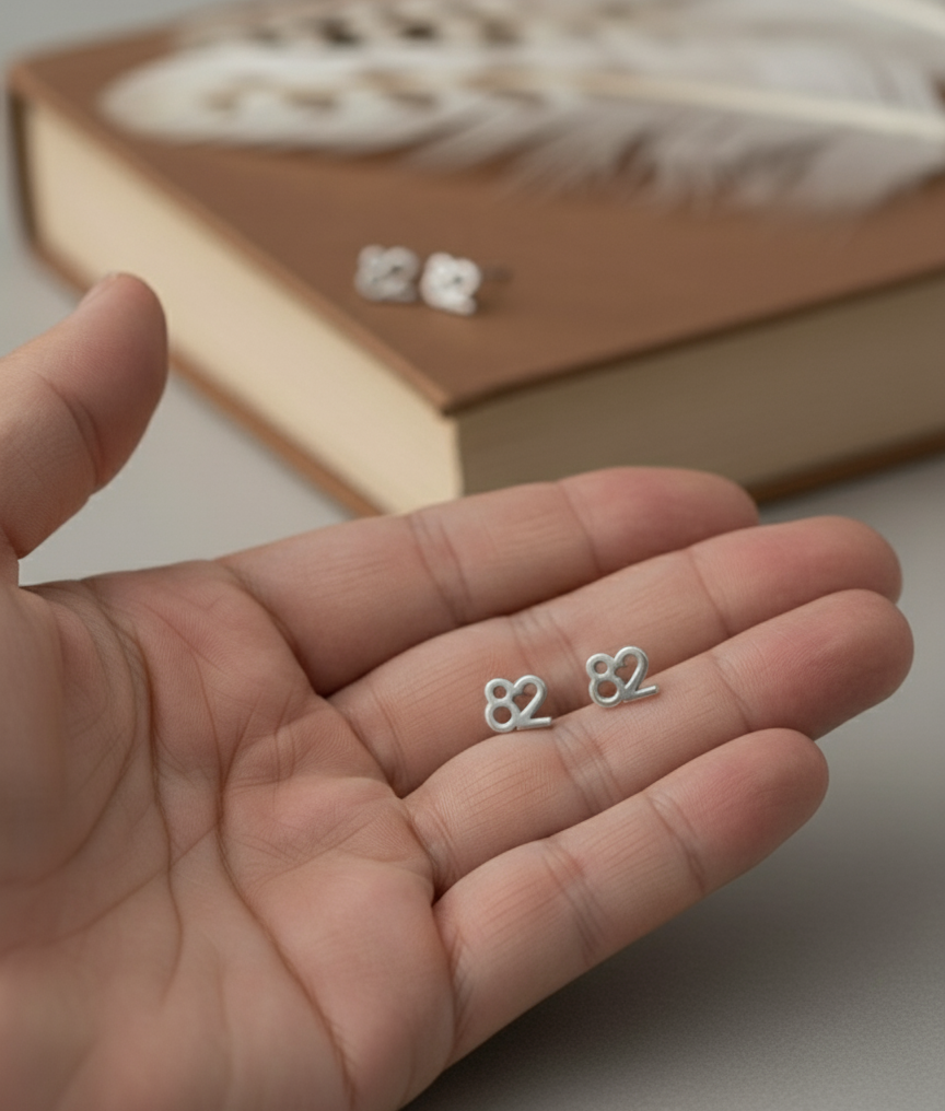 Custom Numeric Ear Stud Earring for Everyday Wear