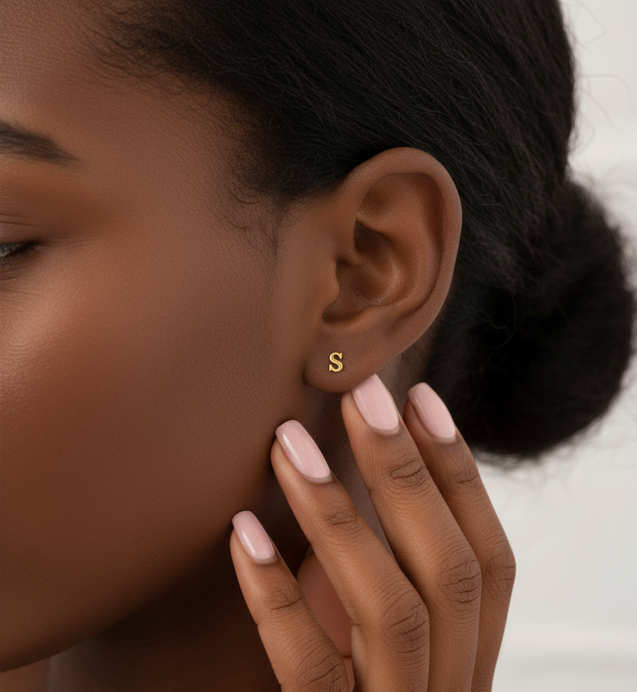 Custom Alphabet Ear Stud Initial Earring