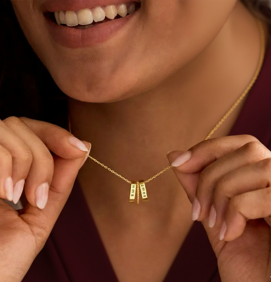 Personalised Couple/ Friends Name Rings Necklace