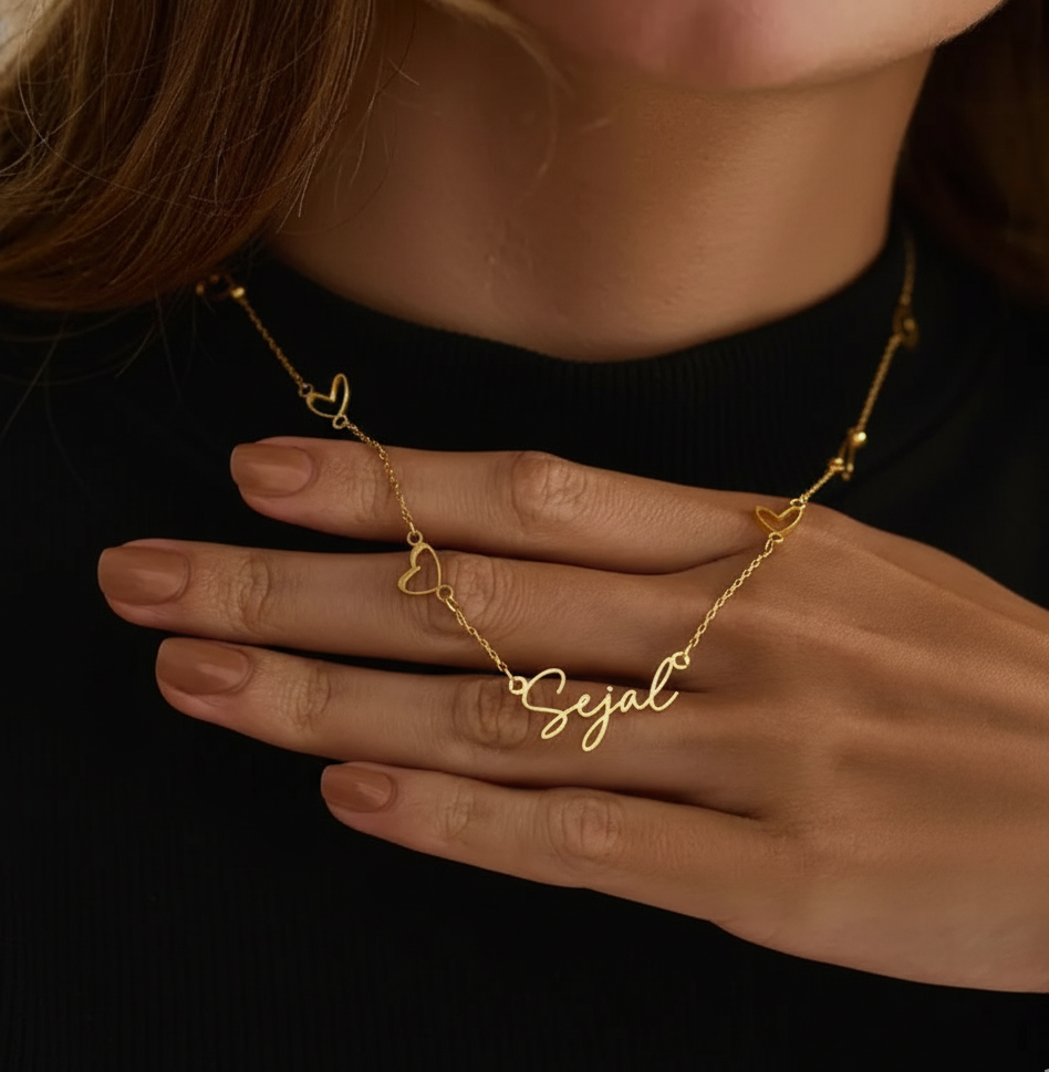 Heart Chain Custom Name Necklace