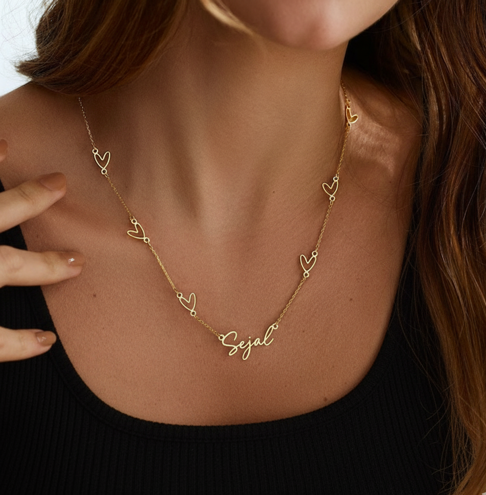 Heart Chain Custom Name Necklace