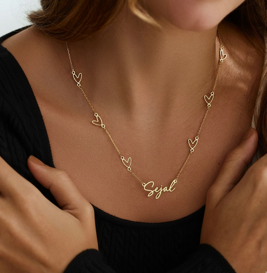 Heart Chain Custom Name Necklace