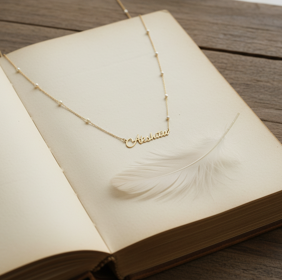 Custom Name Pearl Chain Necklace