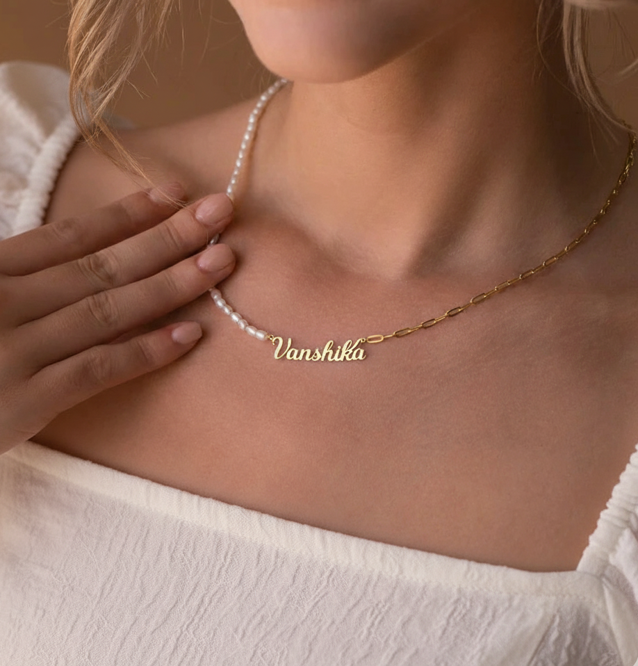 Pearl Chain Name Necklace