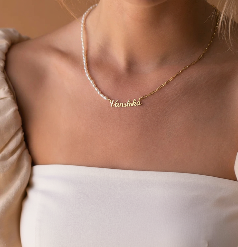 Pearl Chain Name Necklace