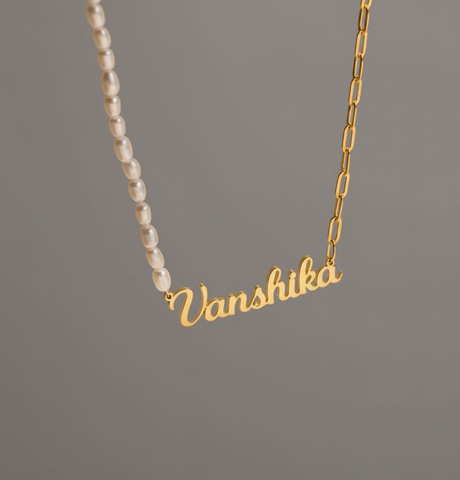 Pearl Chain Name Necklace