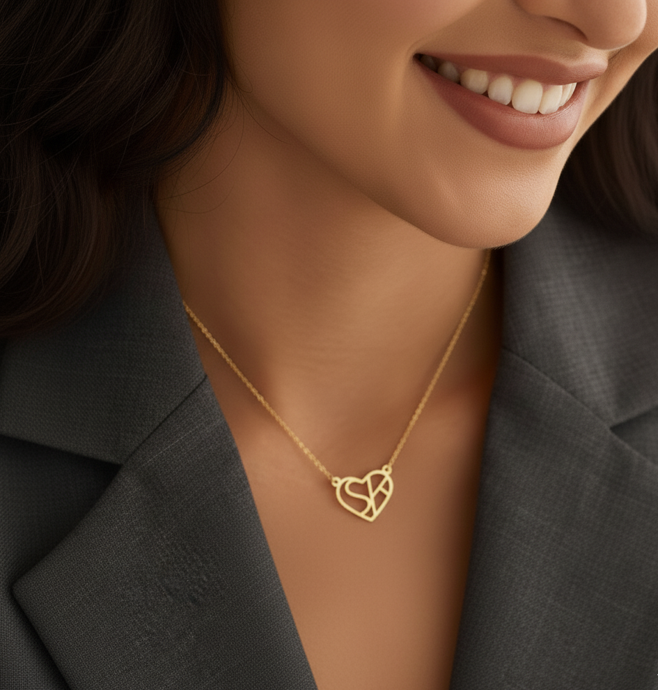 Heart Double Initial Necklace