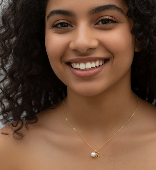 Minimal Pearl Initial Pendant Necklace
