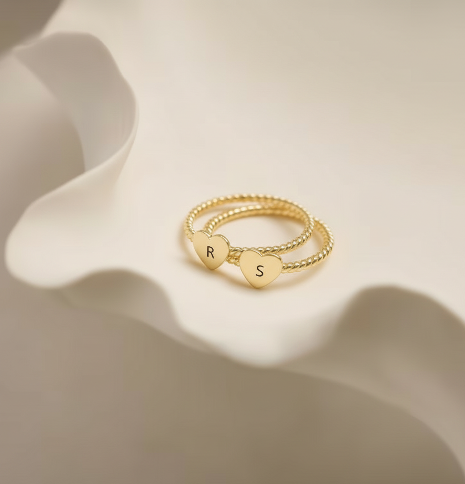 Personalised Heart Initial Ring