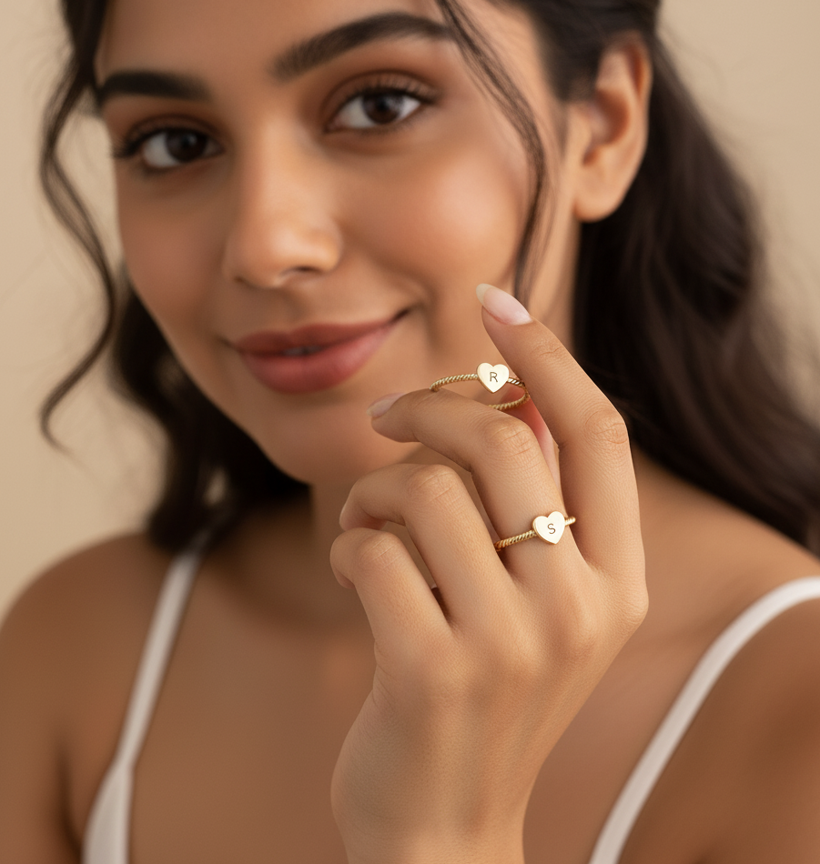 Personalised Heart Initial Ring