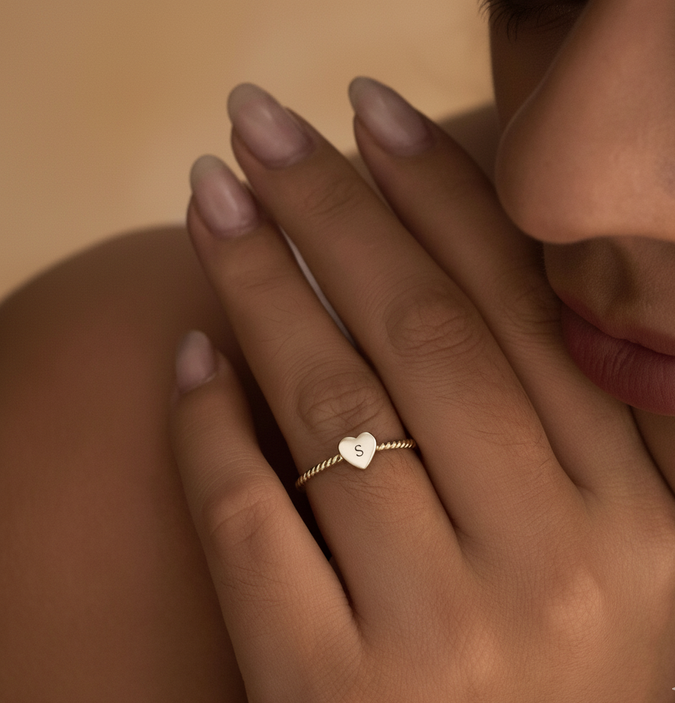 Personalised Heart Initial Ring