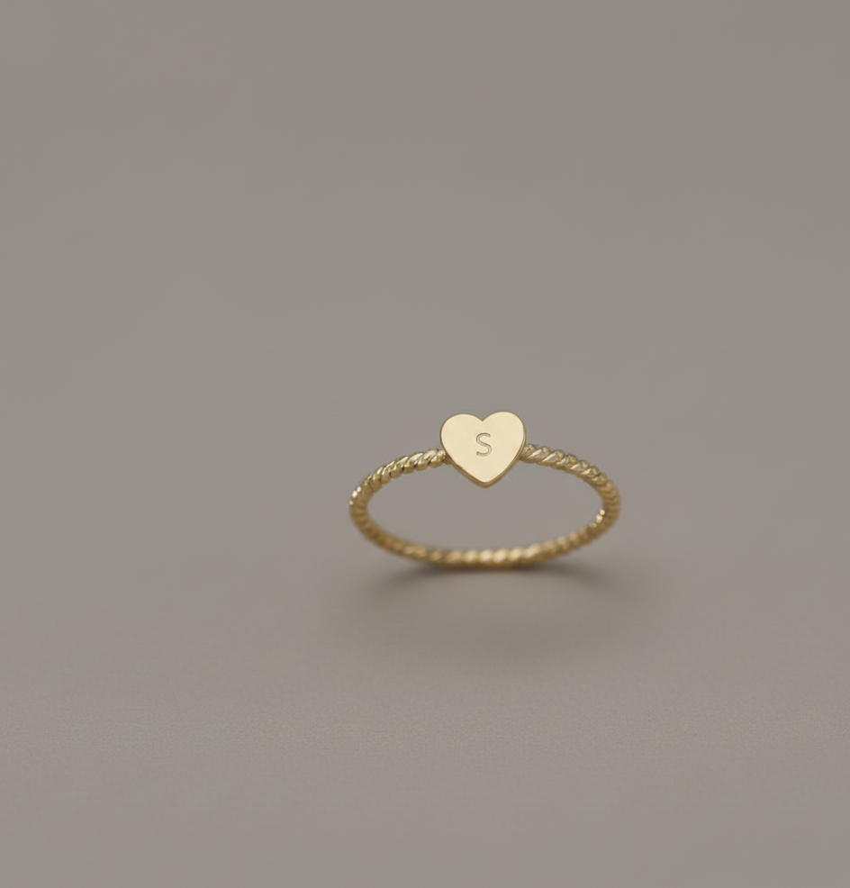 Personalised Heart Initial Ring