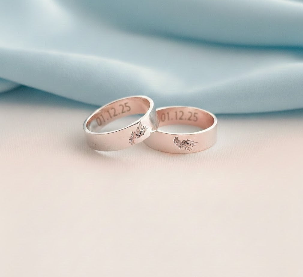 Guardian Angle Wings Couple Rings