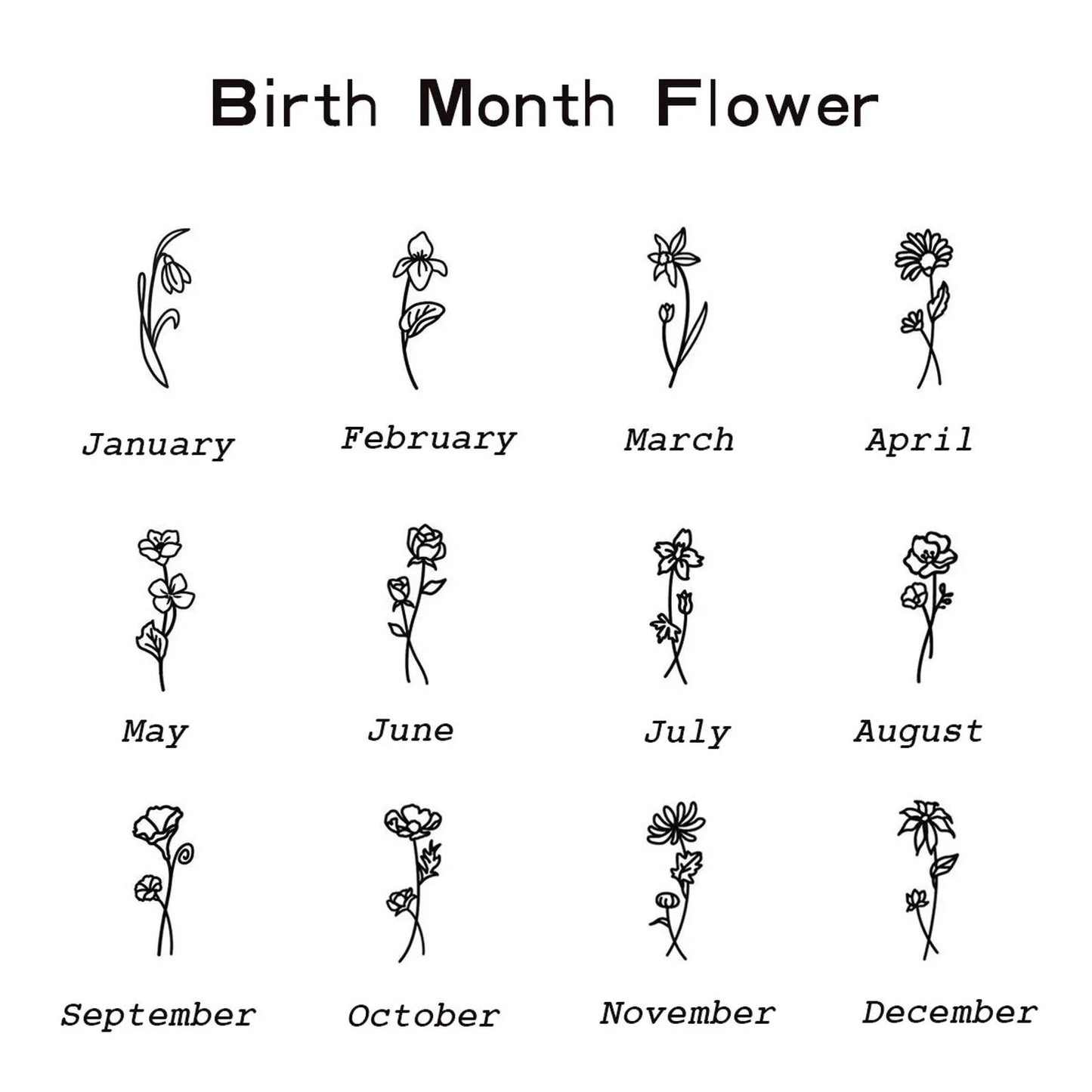 Custom Birth Flower and Name Ring